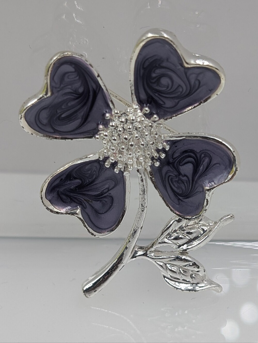 💜 Vintage AAI Purple Enamel Flower Brooch Pin 💜 C58